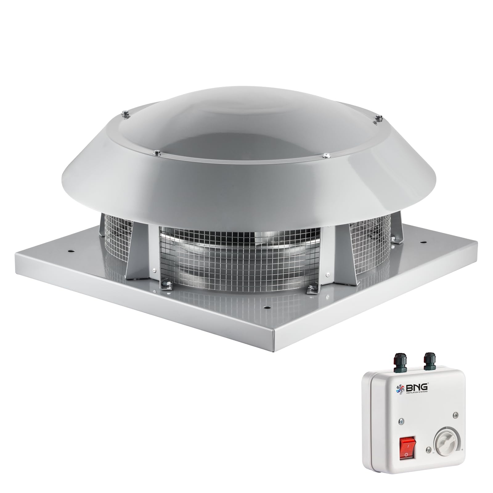BVN VENTILATION SYSTEMS & ELECTRICAL MOTORS Dachlüfter Dachventilator Turbine Windbetrieben | Edelstahl | Zentrifugal Ventilator für Dach | 160 180 225 250 315 355 400 mm mit Drehzahlregler (180)