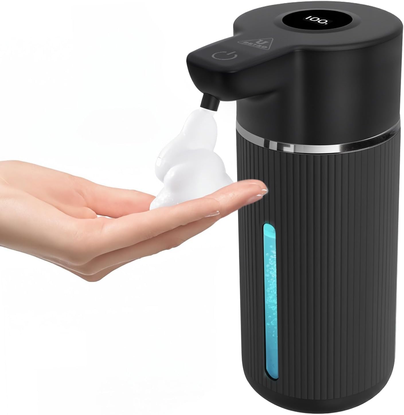Automatic Bathroom Soap Dispenser, 420 ml Automatic Foaming Soap Dispenser USB Rechargeable, Wall Soap Dispenser with 4 Levels Control, for Kitchen, Bathroom, Black