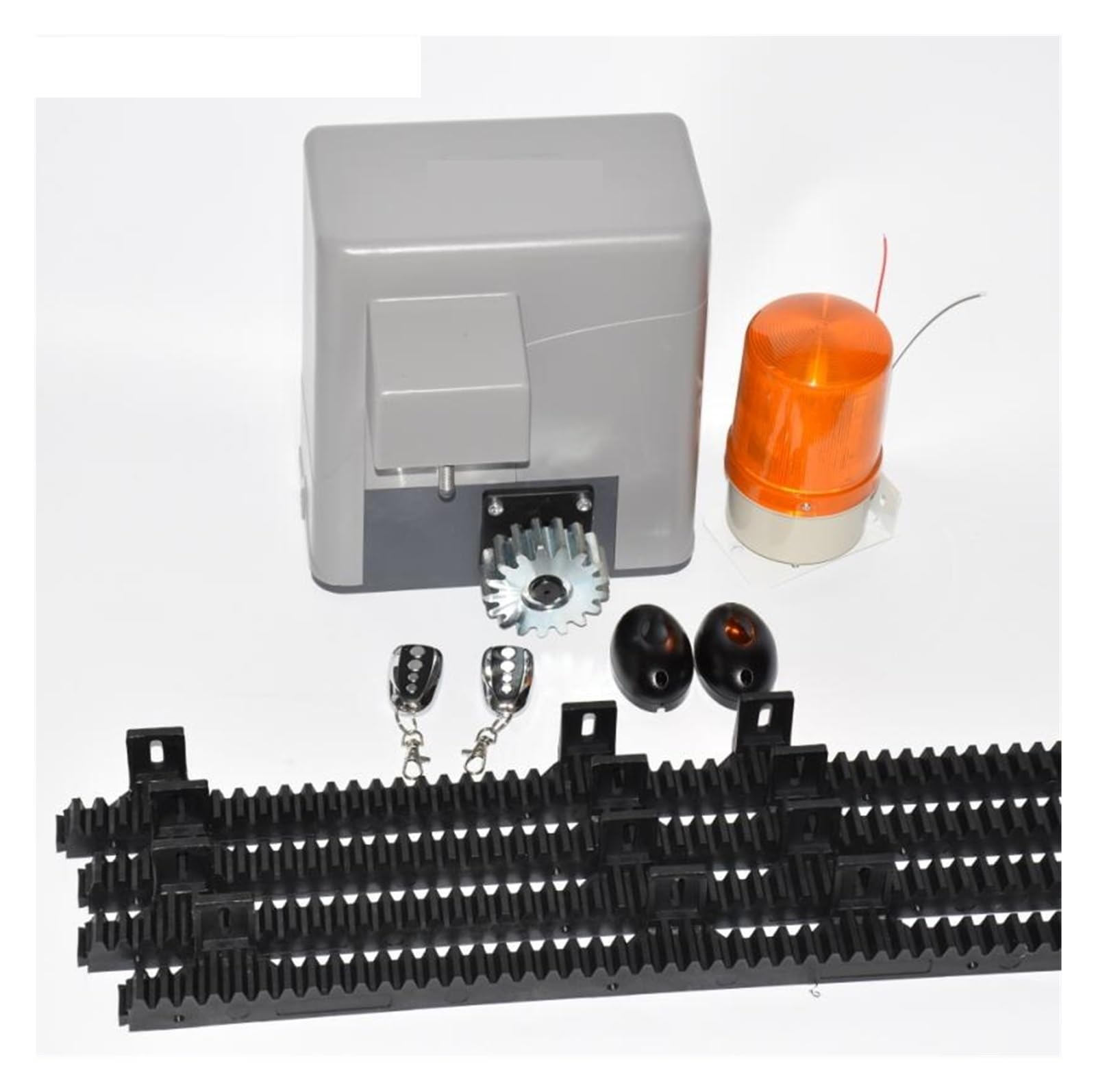 Abridor automático de puertas, Motor eléctrico automático for abrir puertas corredizas, 600 kg, 4 mandos, bastidores de 5 m/6 m, 1 teclado, 1 lámpara y 1 sensor para familias numerosas, comunidades pe