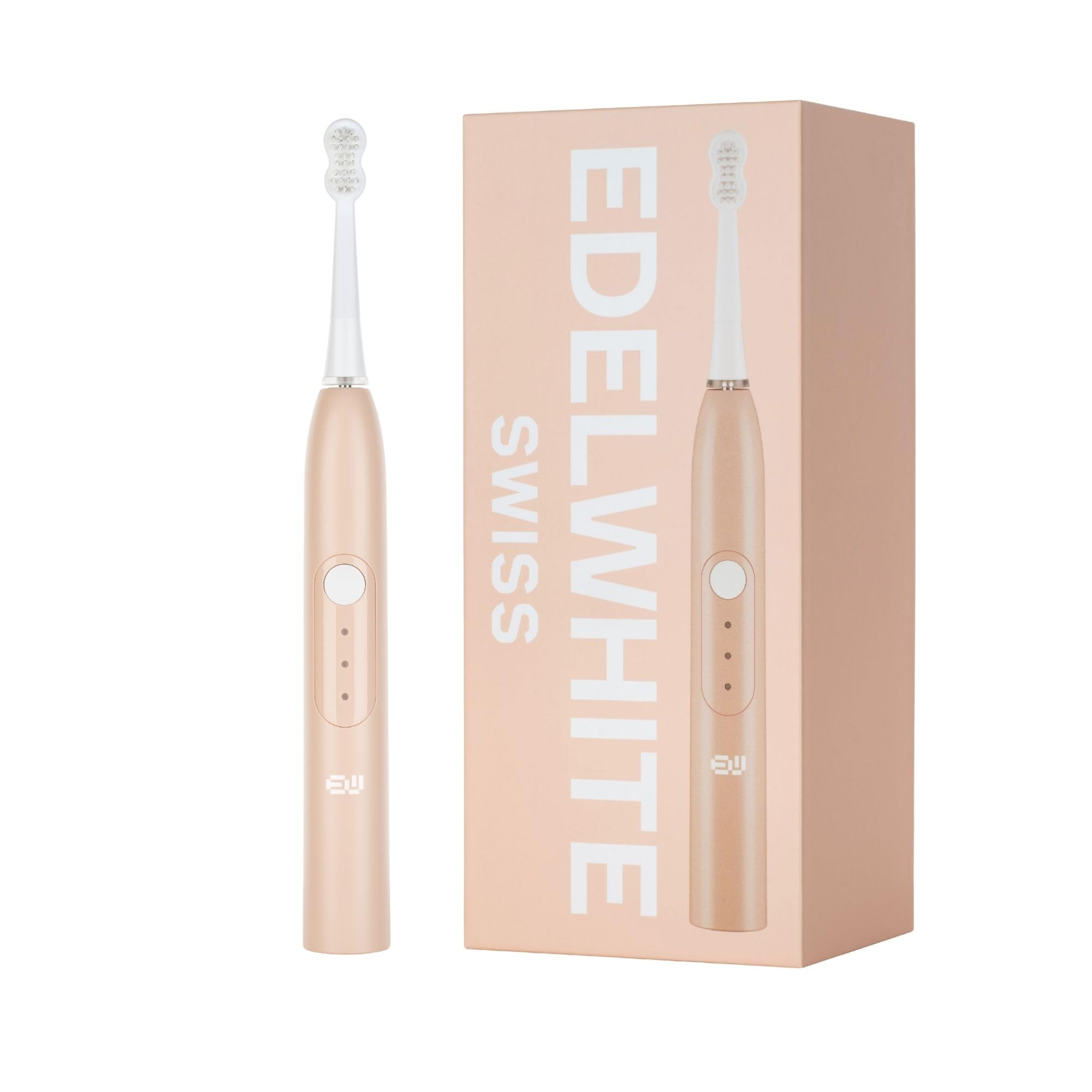 edel + white swiss EW‑SG9 Viva Sonic Toothbrush – Schweizer Hydrodynamische Schallzahnbürste mit 3 Professionellen Bürstenköpfen, USB Direktladung & Massage‑Modus – Kompakt & Leistungsstark (Rosa)