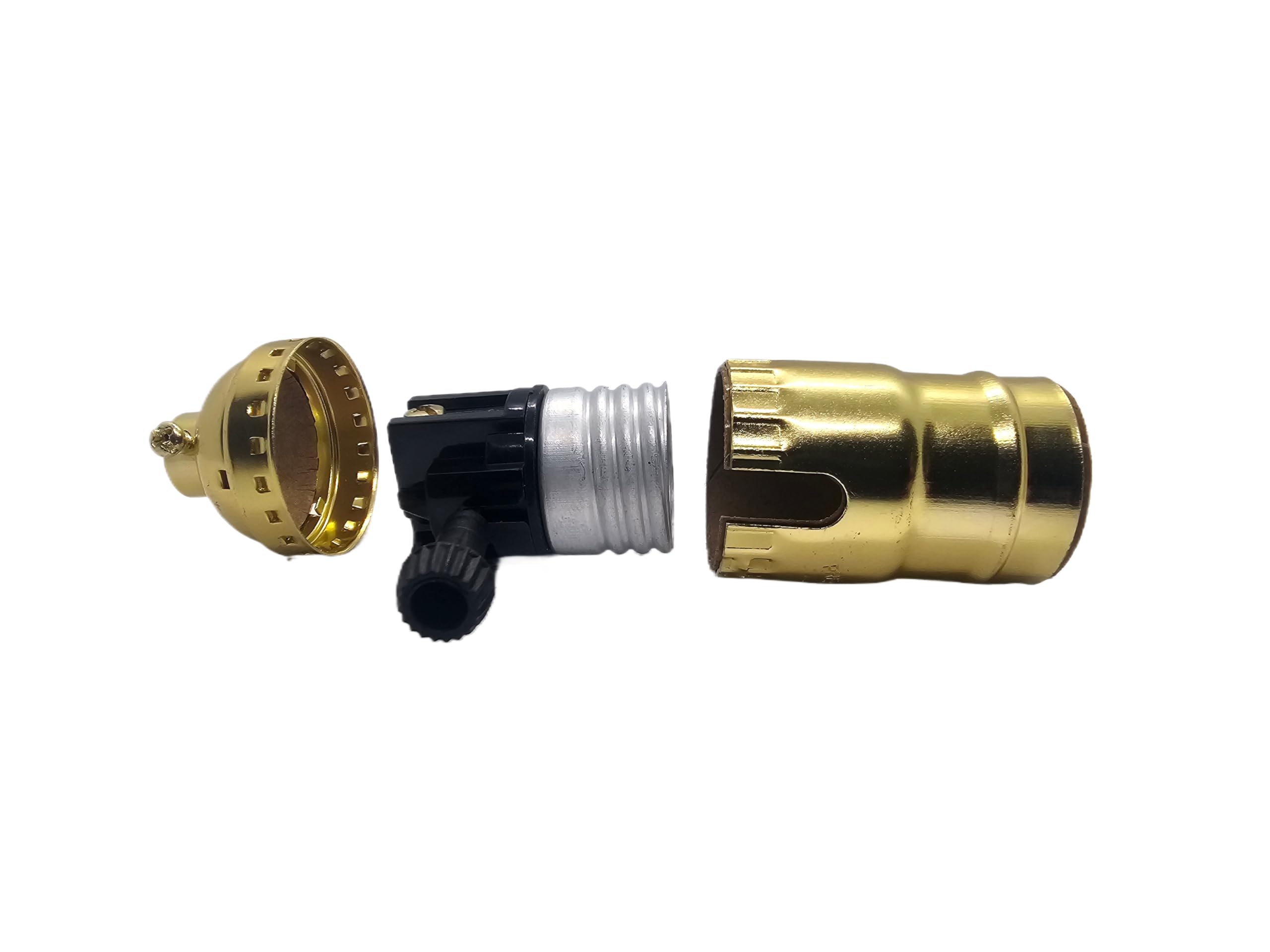 Brass 3-Terminal Light Socket - 2 Circuit Turn Knob Medium Base