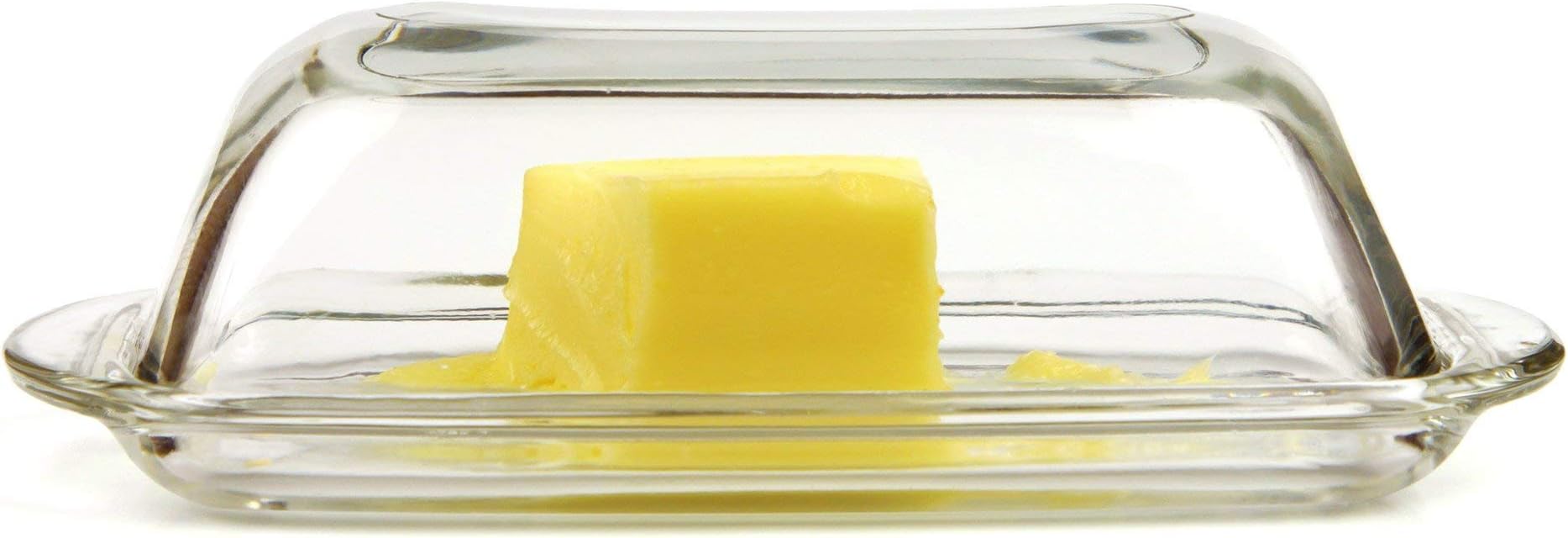 Circleware 66700 Glass Butter Dish with Lid, Multi-Purpose Preserving Serving Dessert Tray Bowl Home & Kitchen Glassware for Cream Cheese Cake, Salad, Candy, Foods, Gift, Clear
