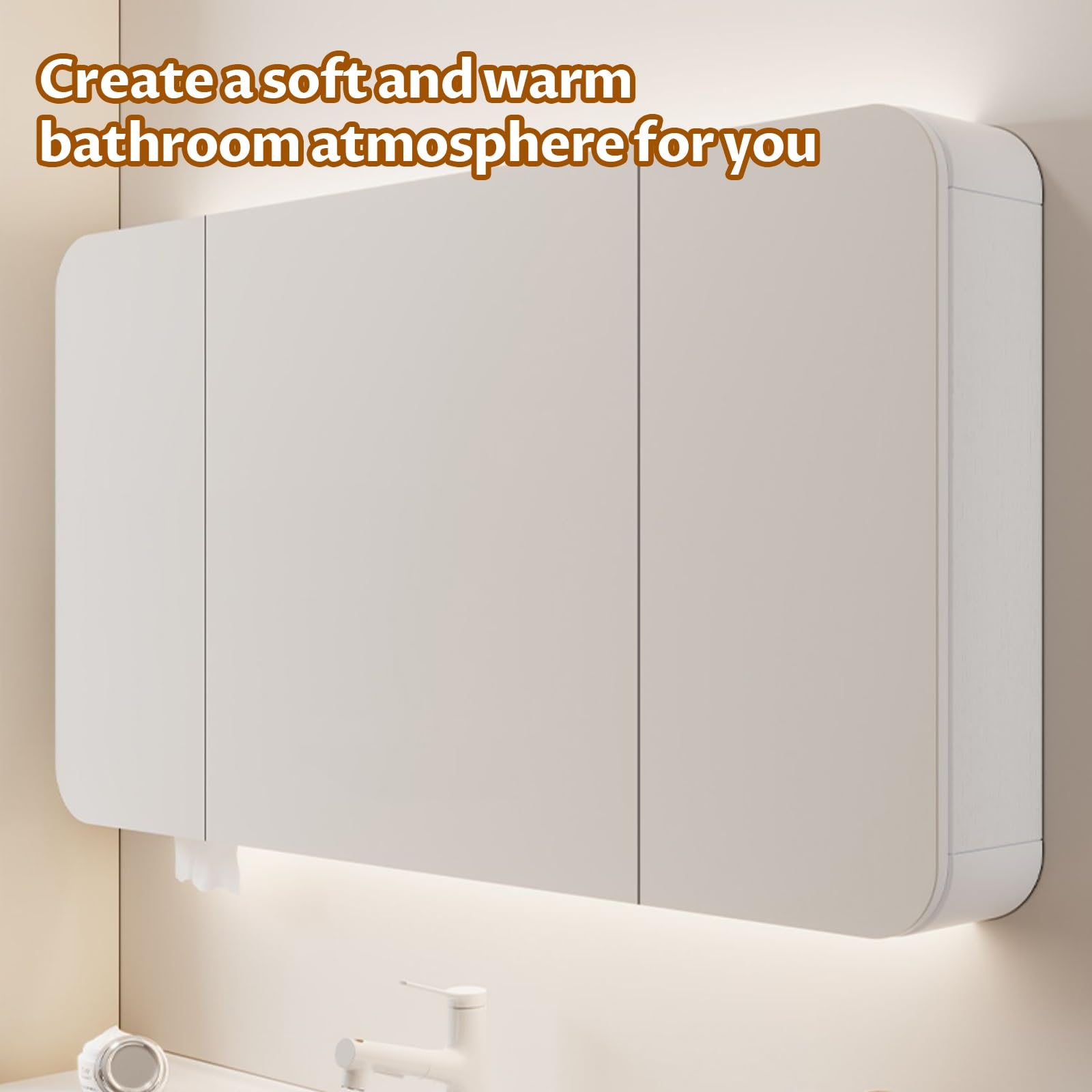 Armario con Espejo de baño,Mobile a Specchio per Bagno Armadietto da Parete,Divisorio portaoggetti, mensola, impermeabile, elegante(60cm/23.6in)