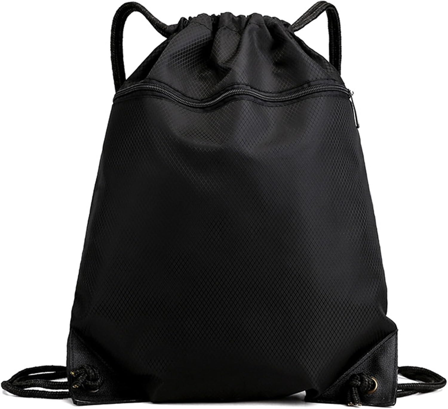 ZOBAYOP Adult Drawstring Backpack with Zipper Draw String Back