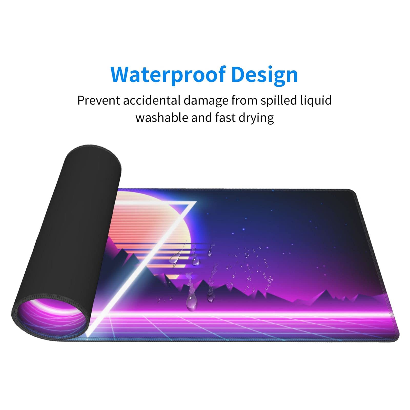 Retro Japanese Anime Gaming Mouse Pad XL Cool Dark Purple Red Vaporwave - View #4