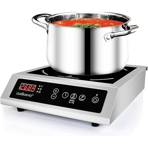 Commercial Induction Countertop Burner 3500W Professional Portable 240V Induction Cooktop 10 Power Levels with 12 Timer Settings 140-465°F and LCD Screen Stainless Steel Electric Stove