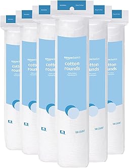 Hypoallergenic 100% Cotton Rounds for Makeup Removal and Skincare, 600 Count, 6 Packs of 100 Count