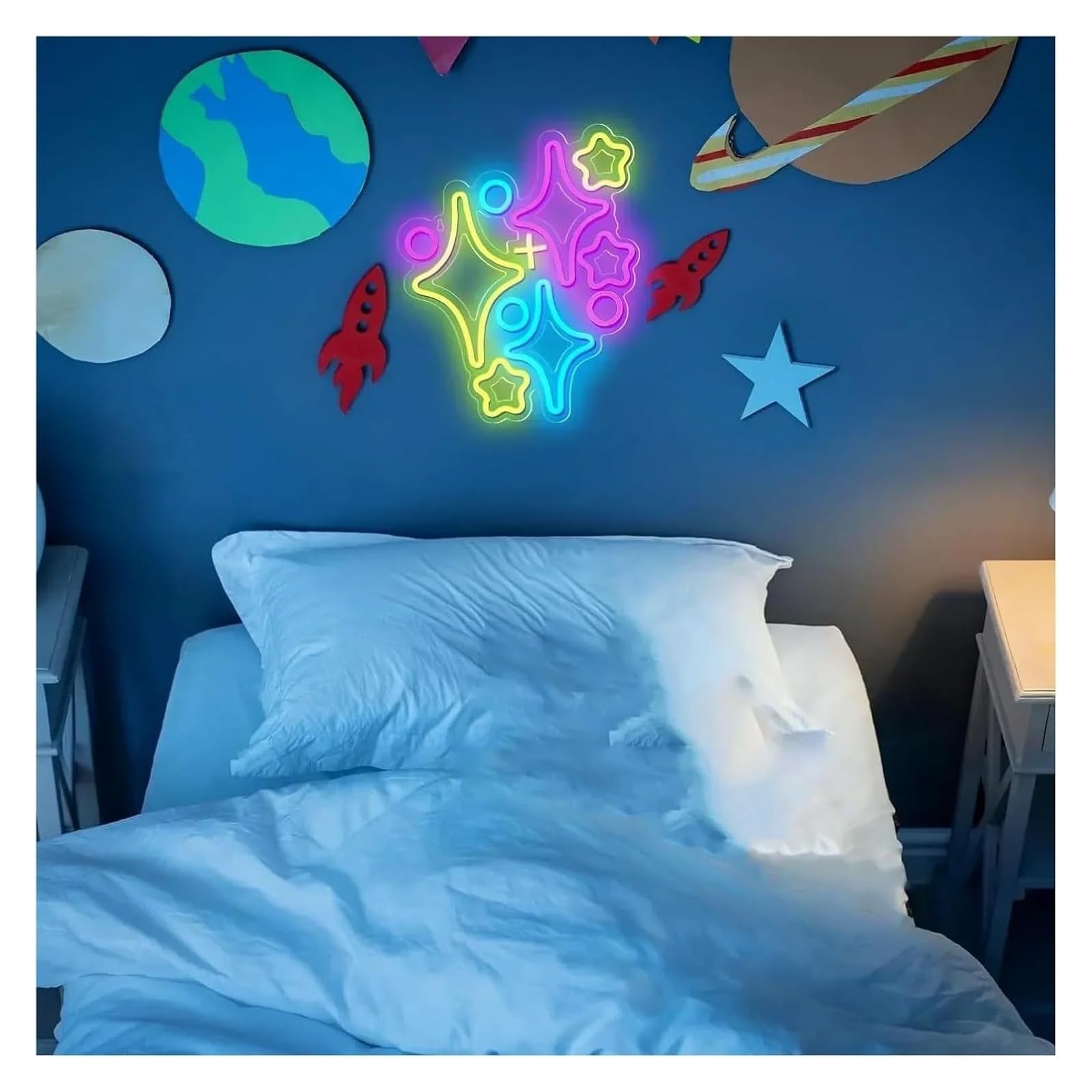Generico Stelle per insegna al neon da parete, decorazione per interni, per casa, soggiorno, festa, luce notturna alimentata