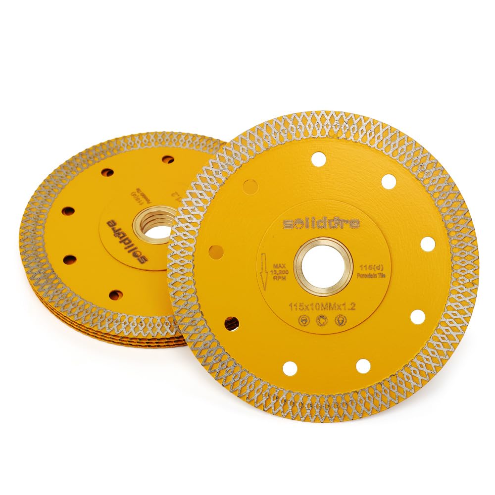 Solidure 5Pcs Super Thin Tile Blades 4.5",Porcelain Cutting Blade for Granite,Marble,Ceramic Tile