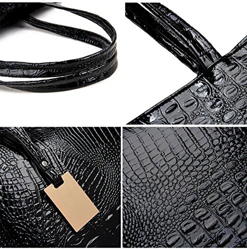 Womens Large Tote Shoulder Handbag Purse Travel Satchel Stylish Fuax Leather Crocodile Hobo Top Handle Bag - Image 7