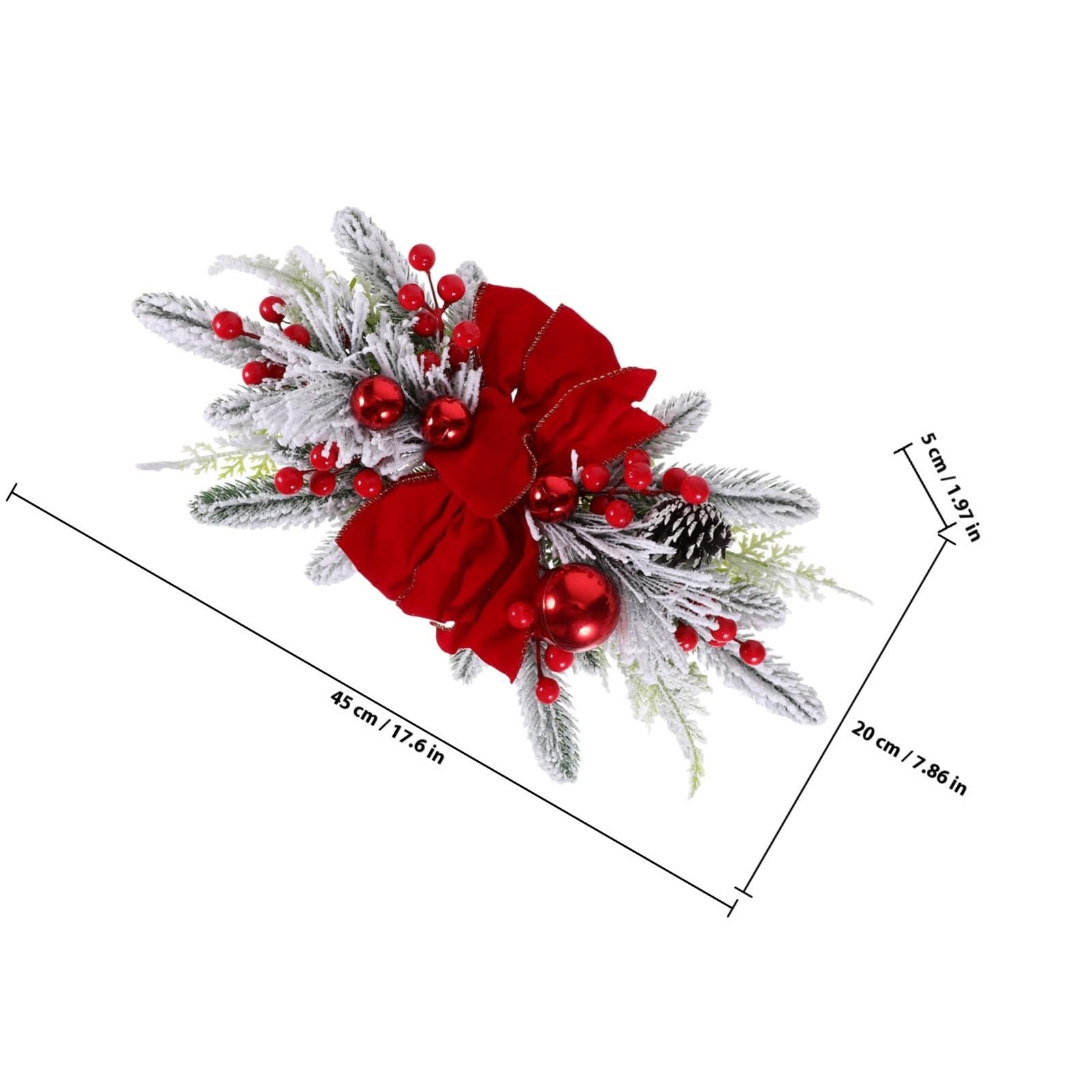 VOSAREA Couronne Lumineuse de Noël Rouge 45x20 Cm en Plastique et Tissu, à Suspendre Décorative Lumineuse pour Porte D'entrée, Style Nordique Délicat