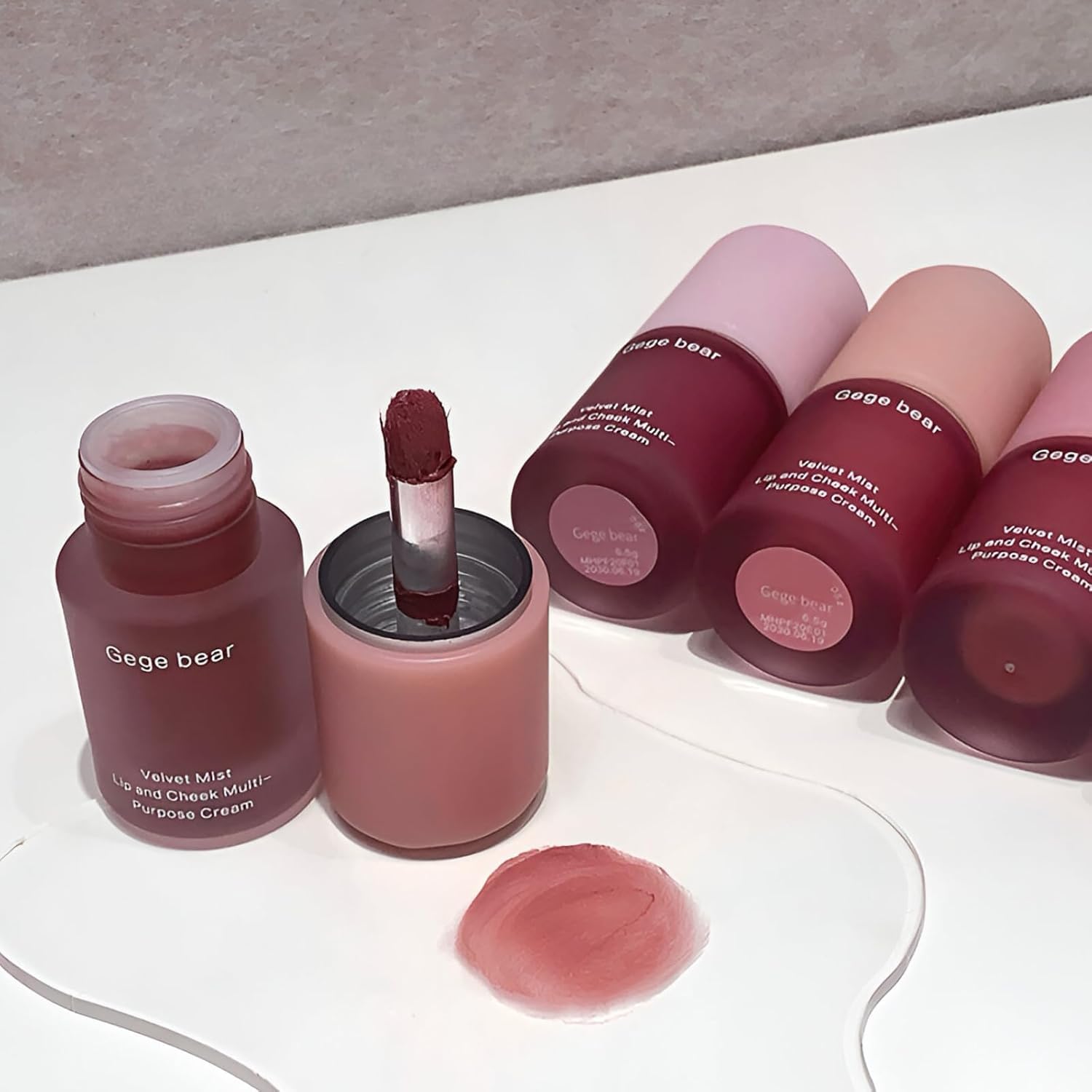 Gege Bear Cream Blush Tint | Soft Matte Finish | Pink & Peach Shades | Buildable Coverage from Sheer to Bold | Lip And Cheek Multi-Purpose Cream | No-Makeup Makeup Look | Includes Doe-Foot Applicator | Perfect for Face Makeup Women Girls (03# Warm Coral Peach, 6.5g)-image-33