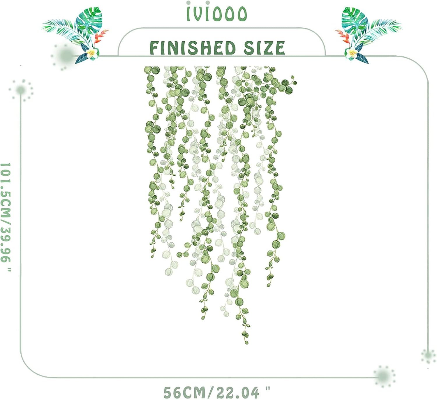 String of Pearls Vine Peel and Stick Wall Decals Elegant Vines Wall Stickers Green Plants Leaf Wall Decals for Living Room Removable Wall Art Mural Decor Nature Wall Decals Decoration for Nursery : Tools & Home Improvement