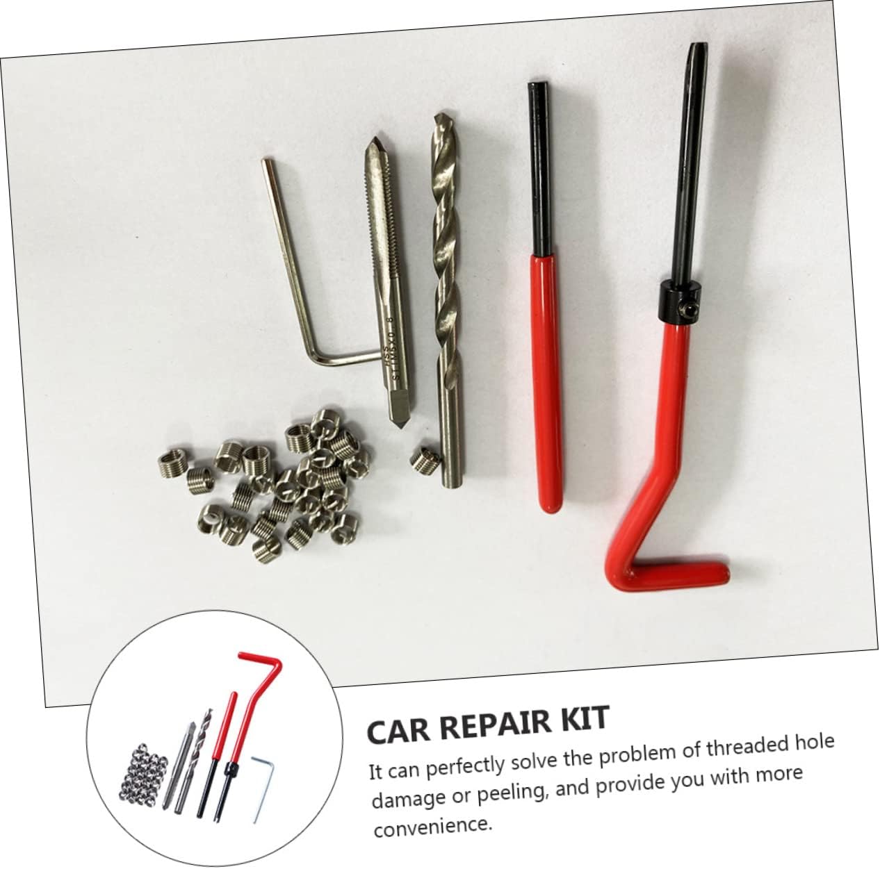 30Pcs Thread Repair Tool Kit Insert for Car Repair Durable Wire Insert Tools for Damaged Thread Restoration Easy to Use Thread Restorer Kit