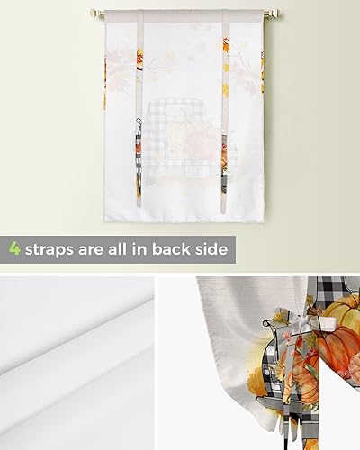 Miniatura 5 de Cenefa de otoño para ventanas, cenefa de otoño de calabaza para ventanas, persianas de amarre para camión con cenefa de cortina de calabaza Harvet