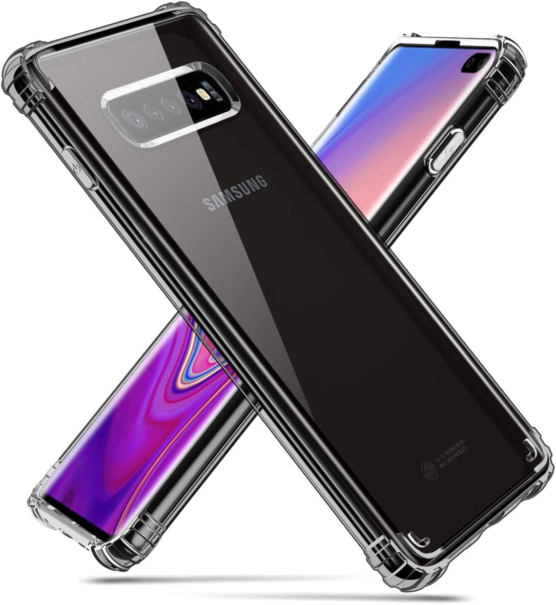 Hocase Galaxy S10 Plus Case, Clear Hard Plastic Back Cover+Shockproof TPU Rubber Bumper Corners Hybrid Slim Protective Case for Samsung Galaxy S10 Plus (SM-G975U) 6.4" Display 2019 - Gray