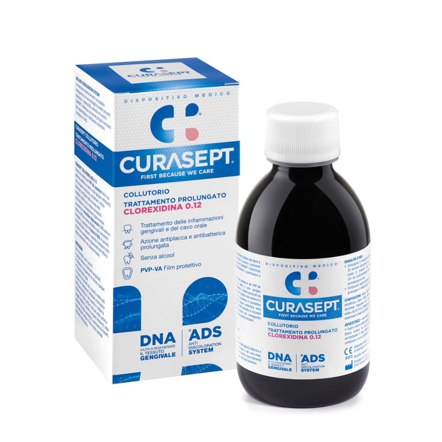 Curasept Kit Igiene Orale 0,12% Clorexidina - Collutorio 200 ml + Gel Dentifricio 75 ml - ADS Antiplacca, Senza Alcol