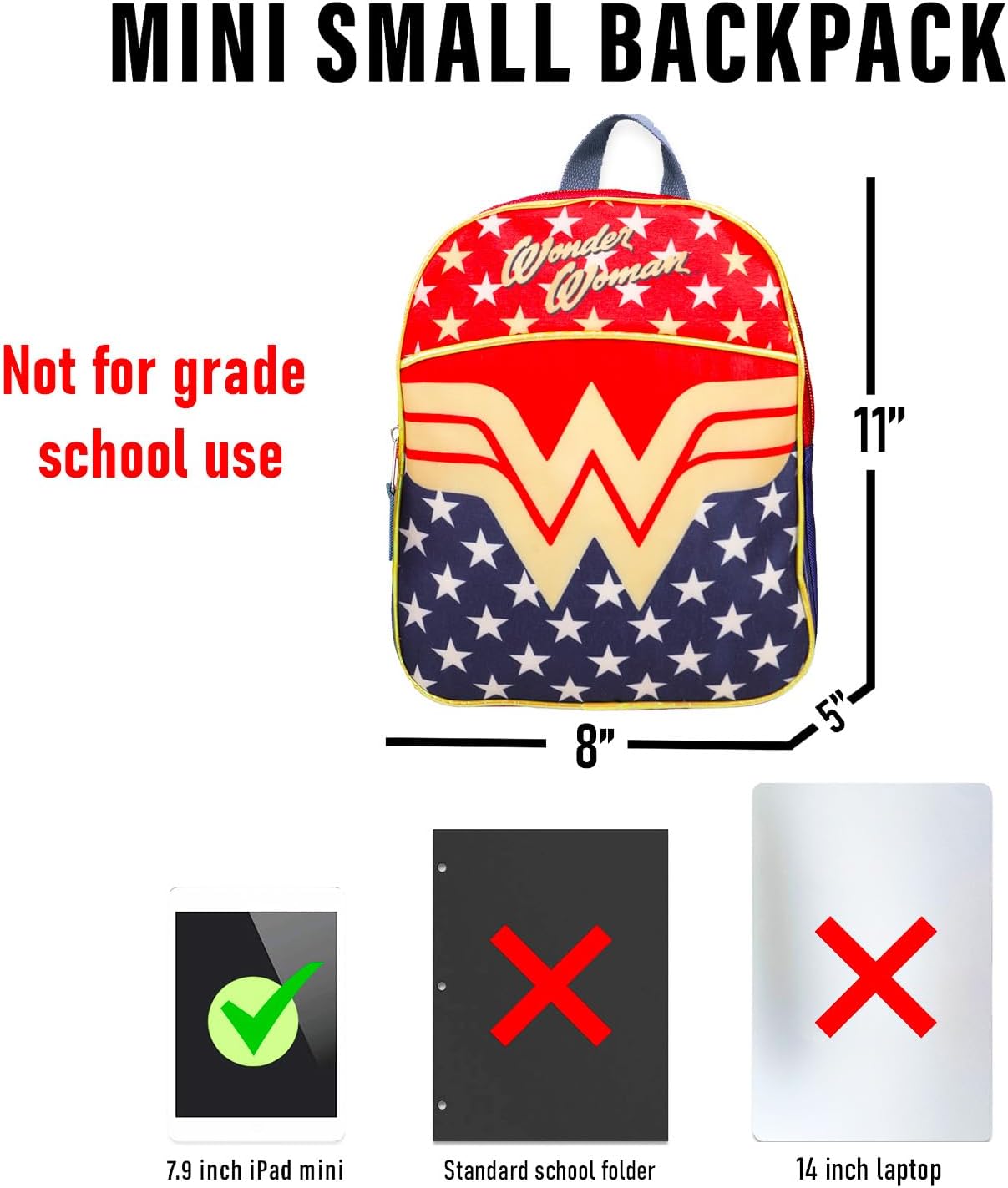 Wonder Woman Toddler Preschool Backpack Set - Bundle Includes Deluxe 11 Inch Wonder Woman Mini Backpack and Stickers (Wonder Woman School Supplies) - Image 4
