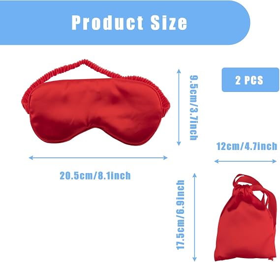 Blackout Sleep Mask,Silk Eye Mask with Adjustable Strap,Ultra Soft Blindfold for Travel,Yoga,Meditation & Deep Sleep(Red)
