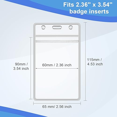 Vista 3 de Marspark 300 soportes verticales de plástico transparente para tarjetas de identificación, con cremallera resellable impermeable, funda de PVC