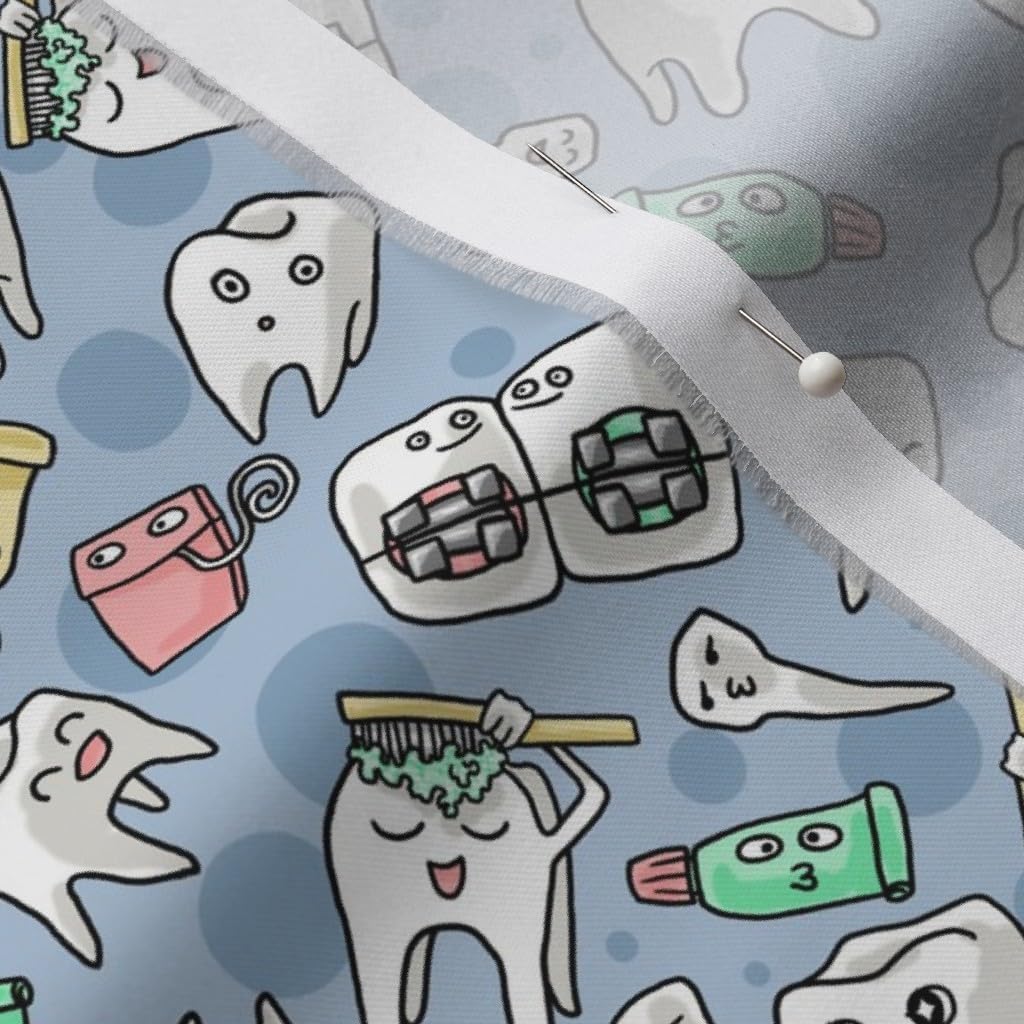 Spoonflower Fabric - Teeth Dentist Dental Tooth Funny Printed on Organic Cotton Sateen Fabric by The Yard - Sewing Quilting Apparel Home Decor