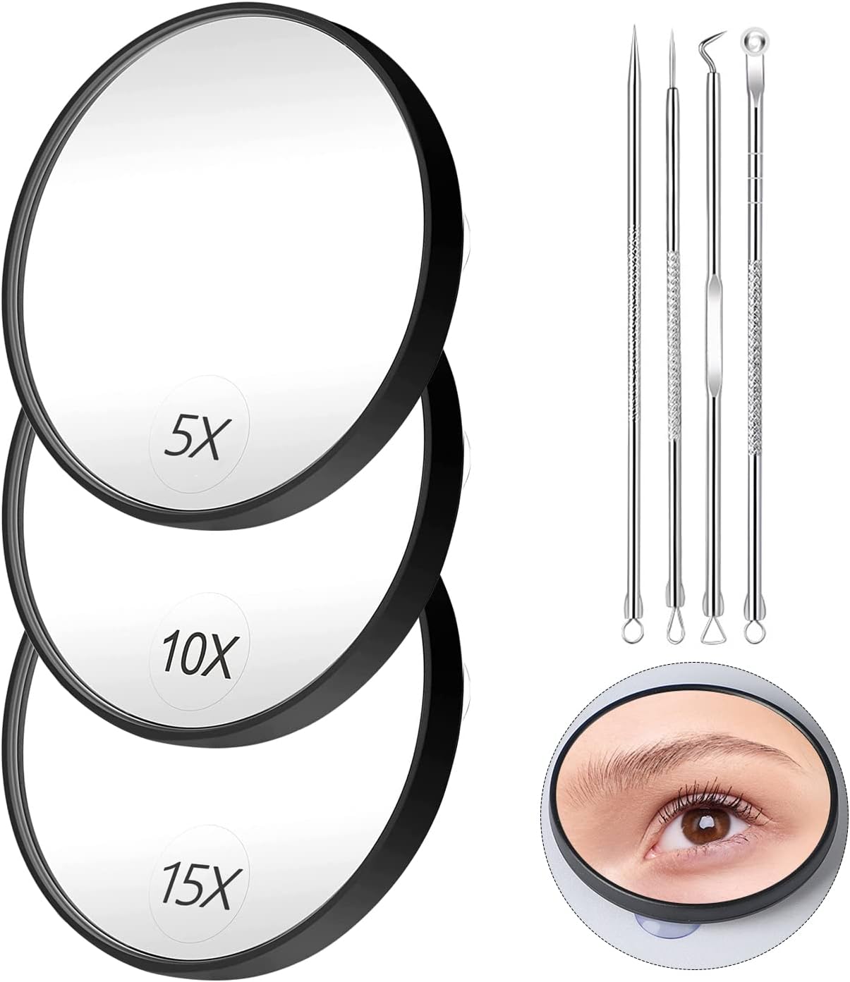 GZGXKJ 7 Pcs Magnifying Makeup Mirror with Suction Cups 5X 10X 15X