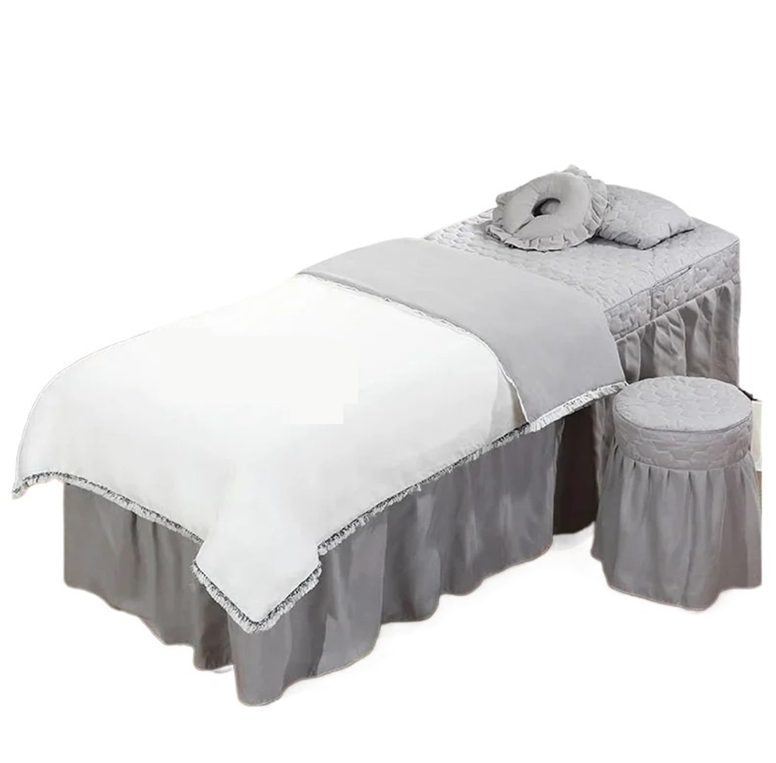 Beauty Salon Bed Cover Sets 4pcs Bedding Sets for Beauty Salon Massage Spa Tassel Embroidery Duvet Cover Bedskirt Bed(70x190cm)