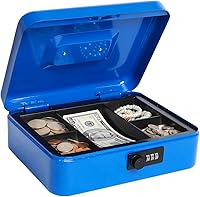 Vista 10 de Caja de dinero pequeña con cerradura de combinación, caja de dinero de metal para efectivo, caja de bloqueo Lovndi con bandeja de dinero, 7.87 x 6.3