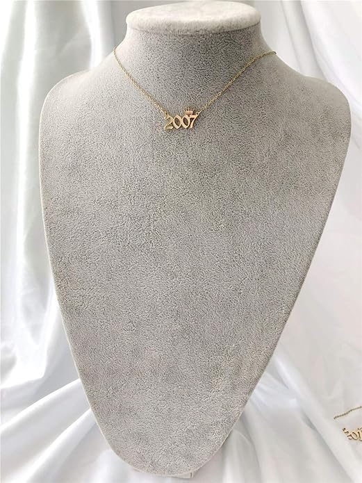 Birth Year Number with Crown Necklace,Old English, Memorable Anniversary Jewelry for Women Girls, Personalized Birthday Jewelry 18K Real Gold Stainless Steel Pendant - Image 3