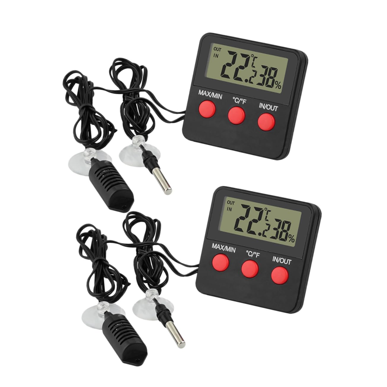 COLLBATH 2sets Digital Temperature and Humidity Monitor for Reptiles and Eggs Accurate Indoor Thermometer with LCD Display for Terrarium and Incubator Use