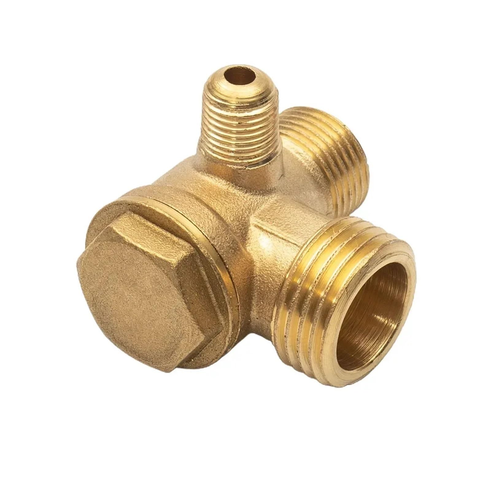 1 szt. 3-portowy mosiężny zawór zwrotny do sprężarek gazowych – gwint zewnętrzny, 20 mm/16 mm/10 mm, zgodność