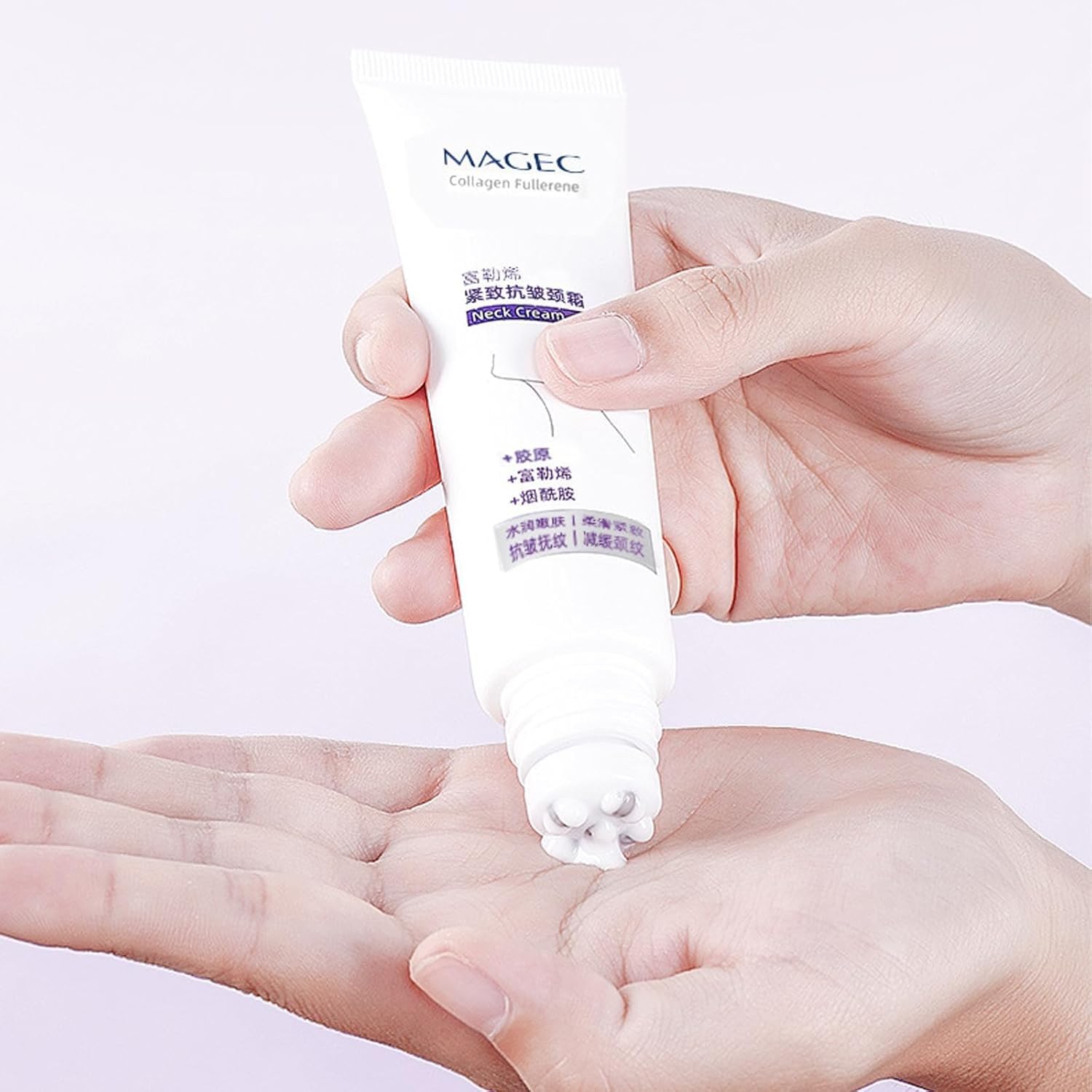 Crema De Cuello De Fullereno De Colágeno Magec,Nueva Crema De Cuello De Tensión 2026, Adecuada Para Piel Relajada, Arrugada Y Apretada (2PC)
