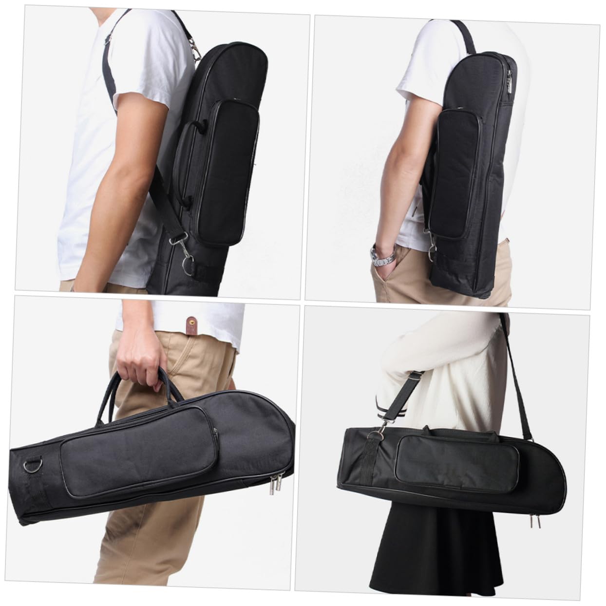 POPETPOP Bolsa Trompeta Oxford con Acolchado Protección Compartimentos Correa Hombro y Asa para Transporte Seguro Instrumento