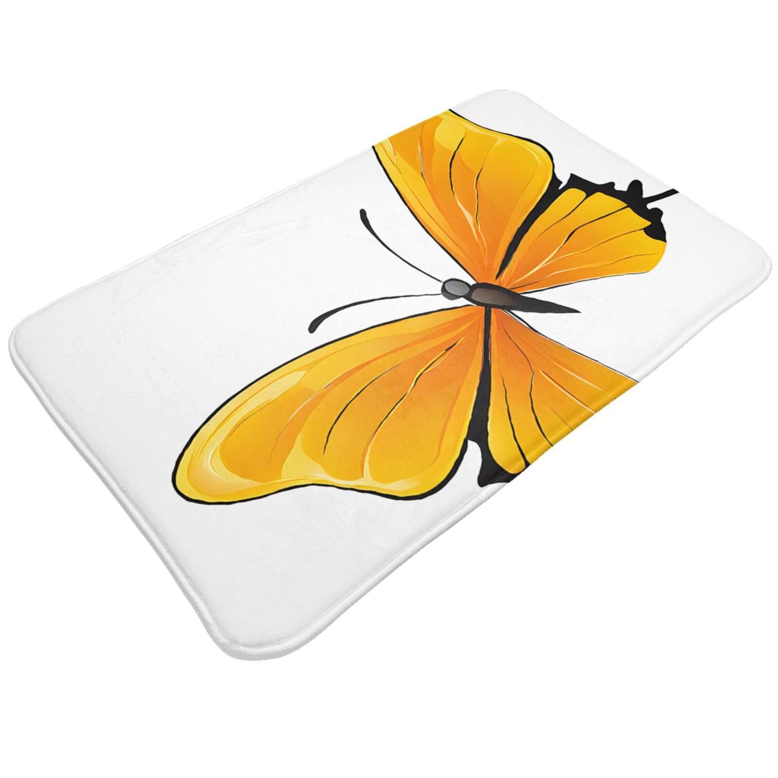 Pretty Butterflies Print Living Room Bathroom Kitchen Anti Slip and Absorbent Carpet, Indoor Entrance Door Muddy Floor Mat, Ultra Soft Washable Carpet 21x31.5 Inches