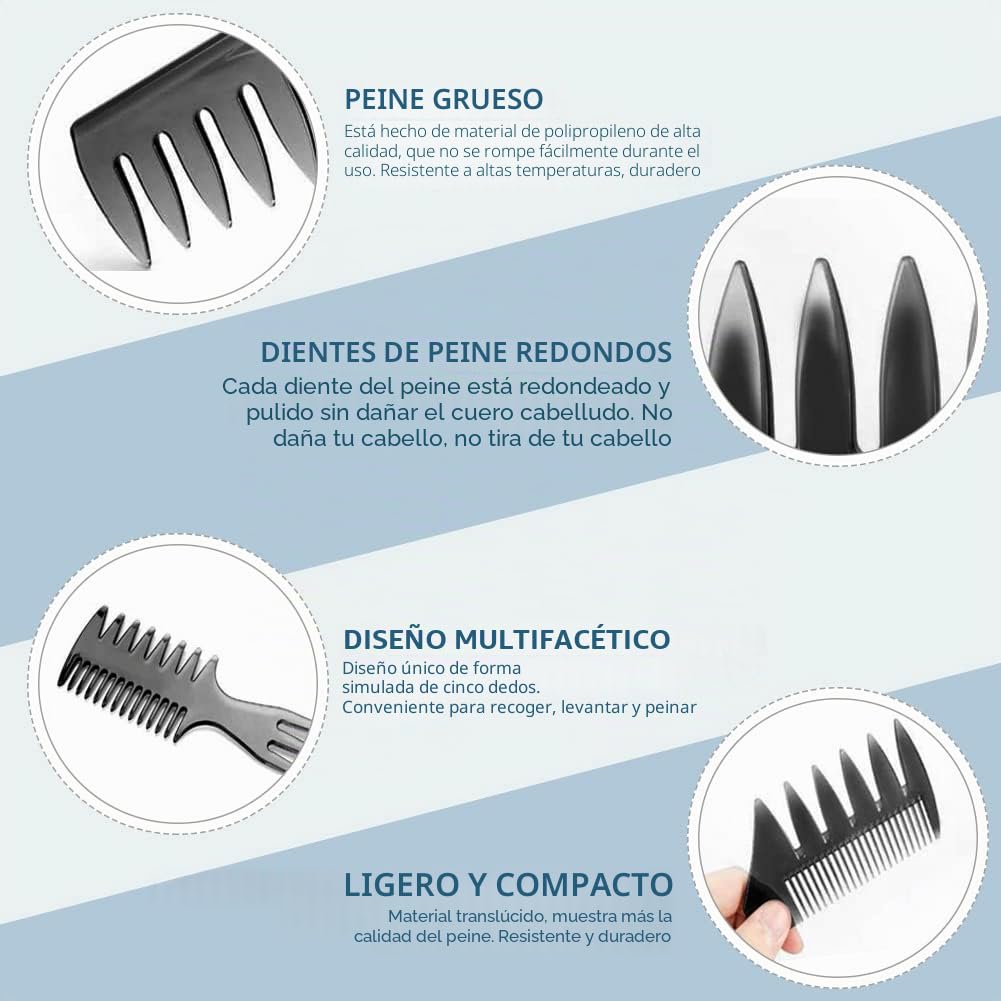Juego De Peine Hombres Cabello, Profesional Dientes Anchos Peinar De Doble Cara Peine De Cola De Rata Styling Comb, Peine Hombre Para Peluqueria Negro