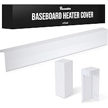 Houseables Baseboard Heater Covers, Baseboard Covers, For Radiator Heat, Base Board Heaters, Electric Heated Board, Hydronic Radiators, Left and Right End Caps, Home, Vent, Metal, White, Slip On, 4 FT