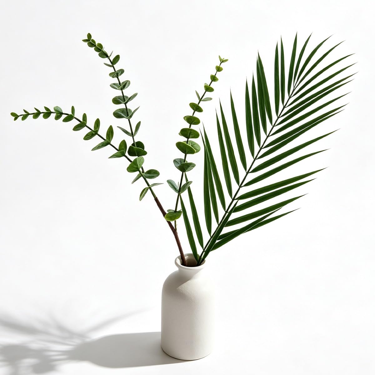 Fausse Feuille Verdure Mélangée D'eucalyptus, Plantes Porte D'entrée | Combinaison fausses plantes d'eucalyptus feuilles palmier for salon, armoire, chambre coucher, commode(Vert)