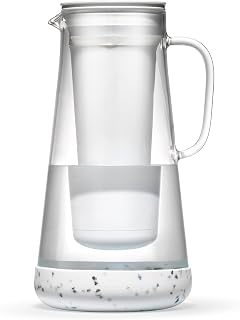 LifeStraw Home 7-Cup Terrazzo Glass Water Filter Pitcher with Silicone Base - Removes Bacteria, Parasites, Lead, Microplastics & PFAS
