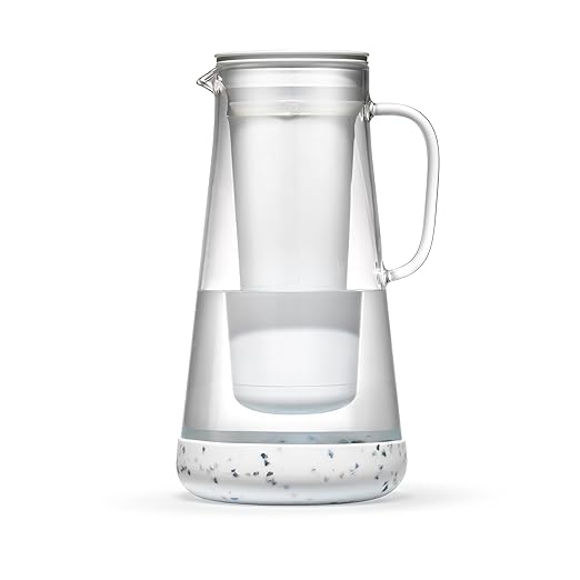 LifeStraw Home– Water Filter Pitcher, 7-Cup, Glass with Silicone Base, White, for Everyday Protection Against Bacteria, Parasites, Microplastics, Lead, Mercury, PFAS and a Variety of Chemicals