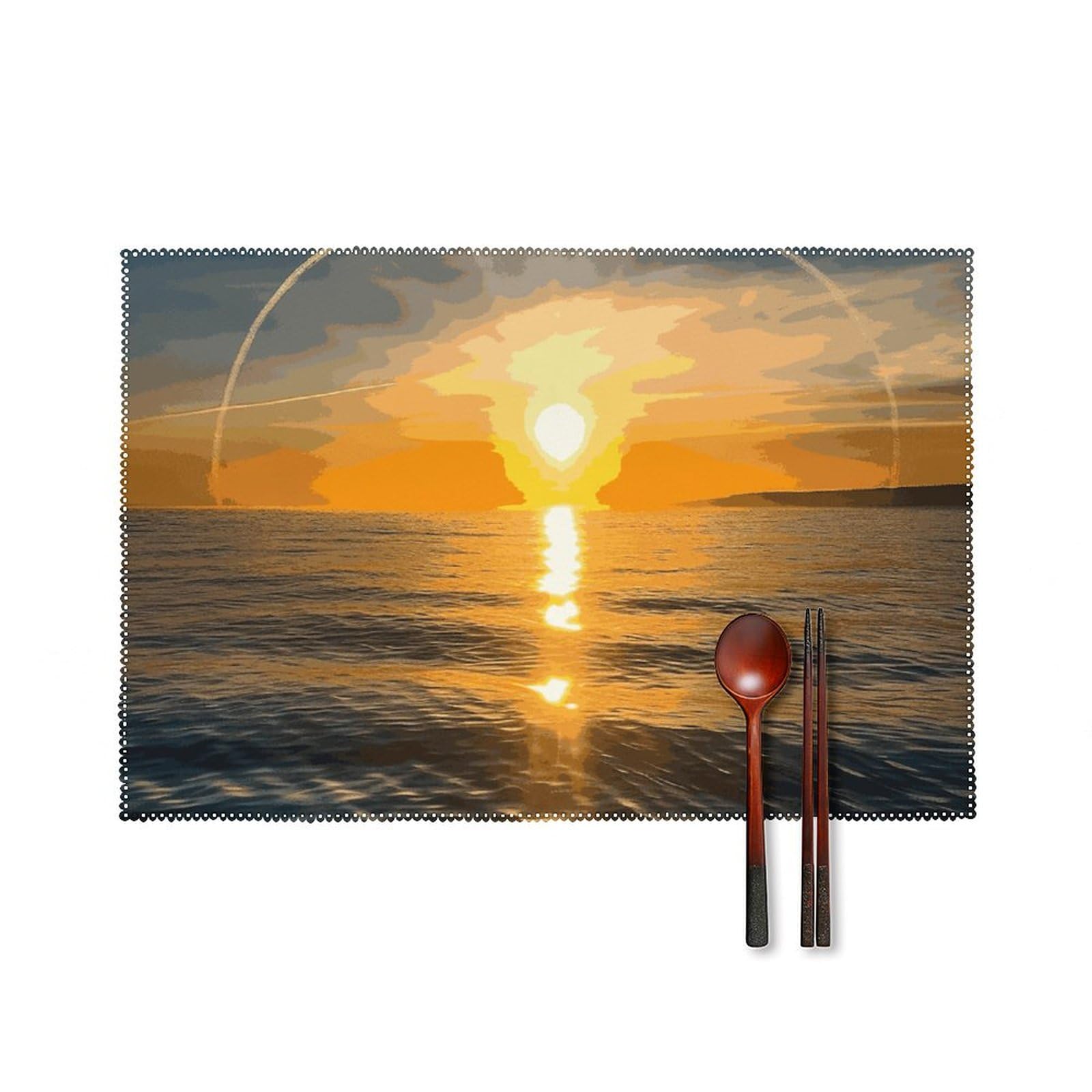 Set de table imperméable anti-tache cuisine lot de 6 protections de table Sunrise Horizon