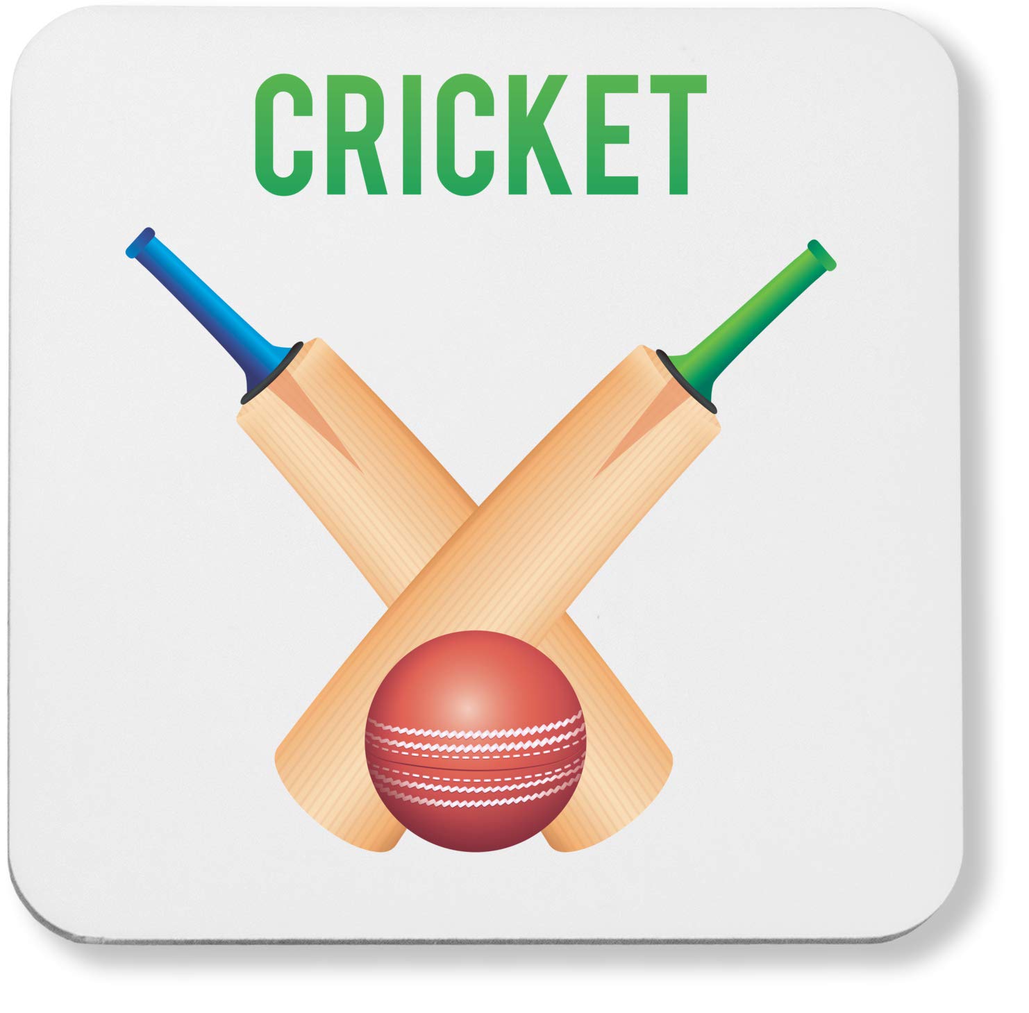 Hippowarehouse Cricket illustration printed coaster gloss finish durable backing 9cm x 9cm 2 pack
