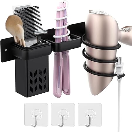 JACKCUBE Design Hair Tool Organizer Wooden, Hair Blow Dryer Holder Styling Product Care And Bath Supplies Accessories Storage Tray For Vanity And Bathroom Countertop- MK680A