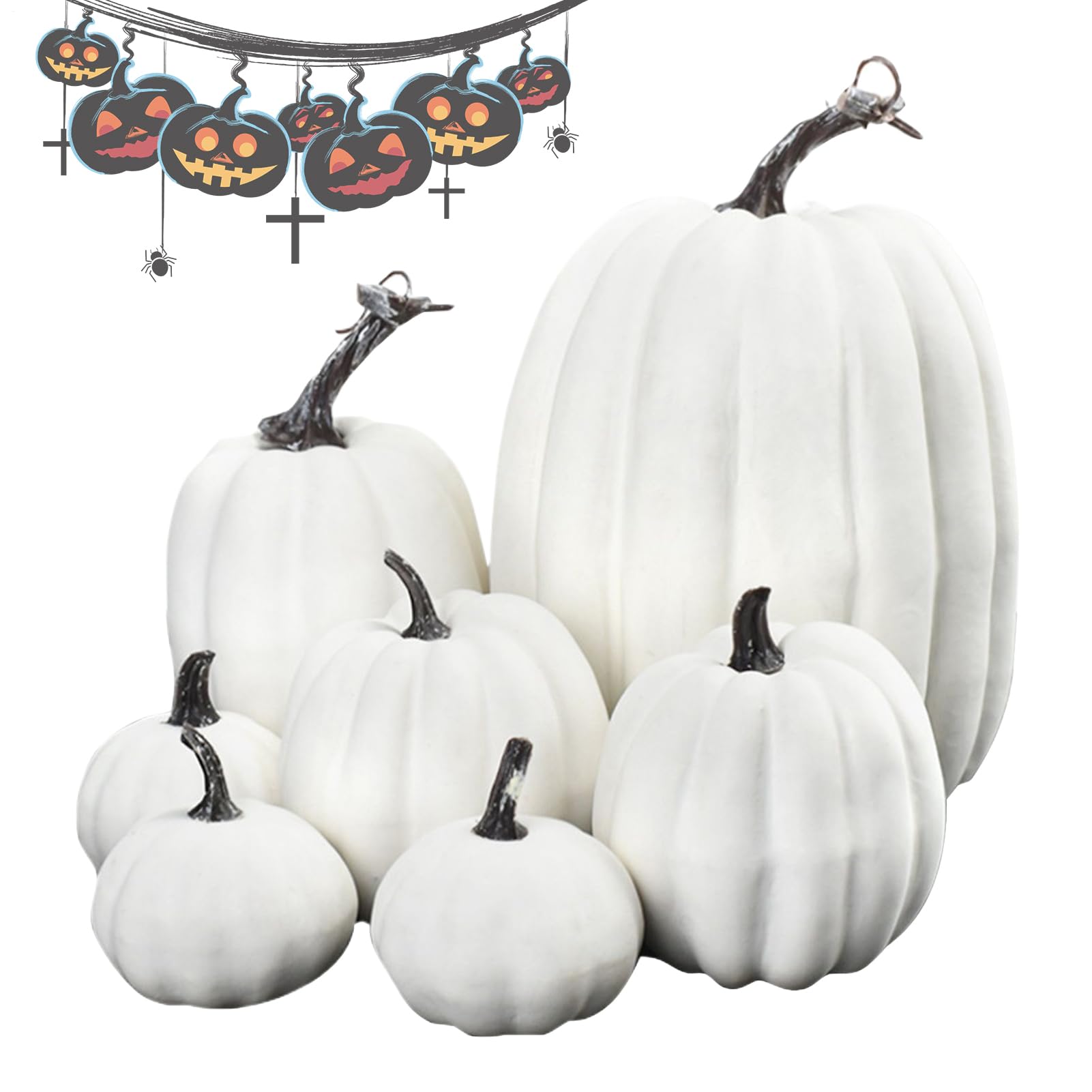 Calabazas de Halloween para mesa de Acción de Gracias set vegetal 7 piezas