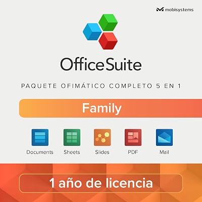 OfficeSuite Family – Documents, Sheets, Slides, PDF, Mail & Calendar – 6 Usuarios – 1 Año de Licencia para 1 Windows y 2 Dispositivos Móviles por Usuario