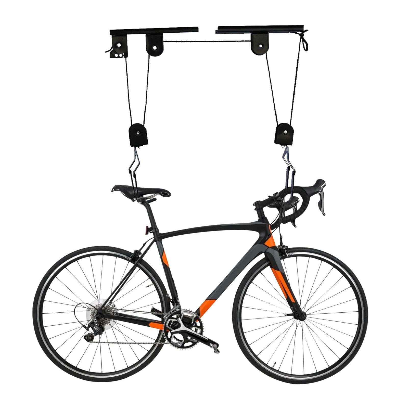 Bike Lift Fahrradlift Bike Hoist Hochbelastbar Fahrrad Deckenhalterung Fahrradlift Bike Hoist mit Flaschenzug Bike-Lift FahrradaufhäNgung Wand Fahrradlift Rack bis zu 60KG Schwarz