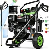 Gas Powered Pressure Washer 4200PSI Gas Power Washer 4.0GPM 212CC Commercial High Pressure Washer w/ 32ft Hose,Spray Gun,Extension Wand,5 Quick Connect Nozzle,Copper Pump (Dark Black with 25ft Hose)