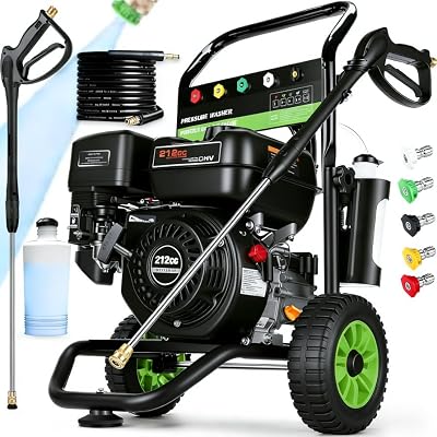 Gas Powered Pressure Washer 4200 PSI Gas Power Washer 4.0 GPM 212CC Commercial High Pressure Washer Cleaner with 25ft Hose, Spray Gun and Extension Wand, 5 Quick Connect Nozzles,Copper Pump
