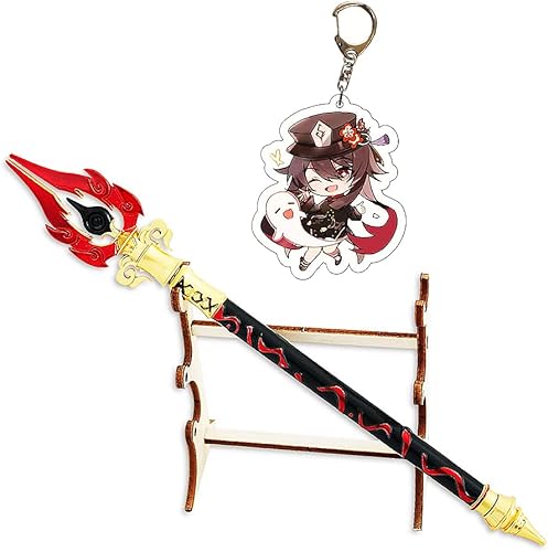 Xingqiu Staff of Homa Metal Signature Pen Genshin Impact Hu Tao 5 estrellas modelo de arma unisex bolígrafos regalos creativos para estudiantes, 7.9