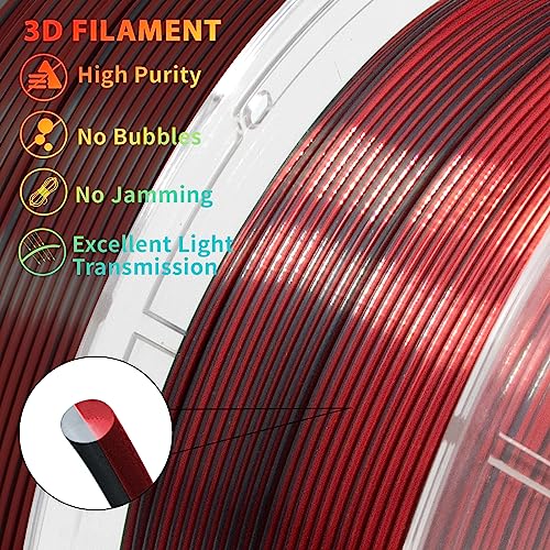 Image of iSANMATE 3D Printer Filament, PLA Filament 1.75mm Silk PLA Red Black, Dual Color Filament Rainbow Filament, 1 kg Spool