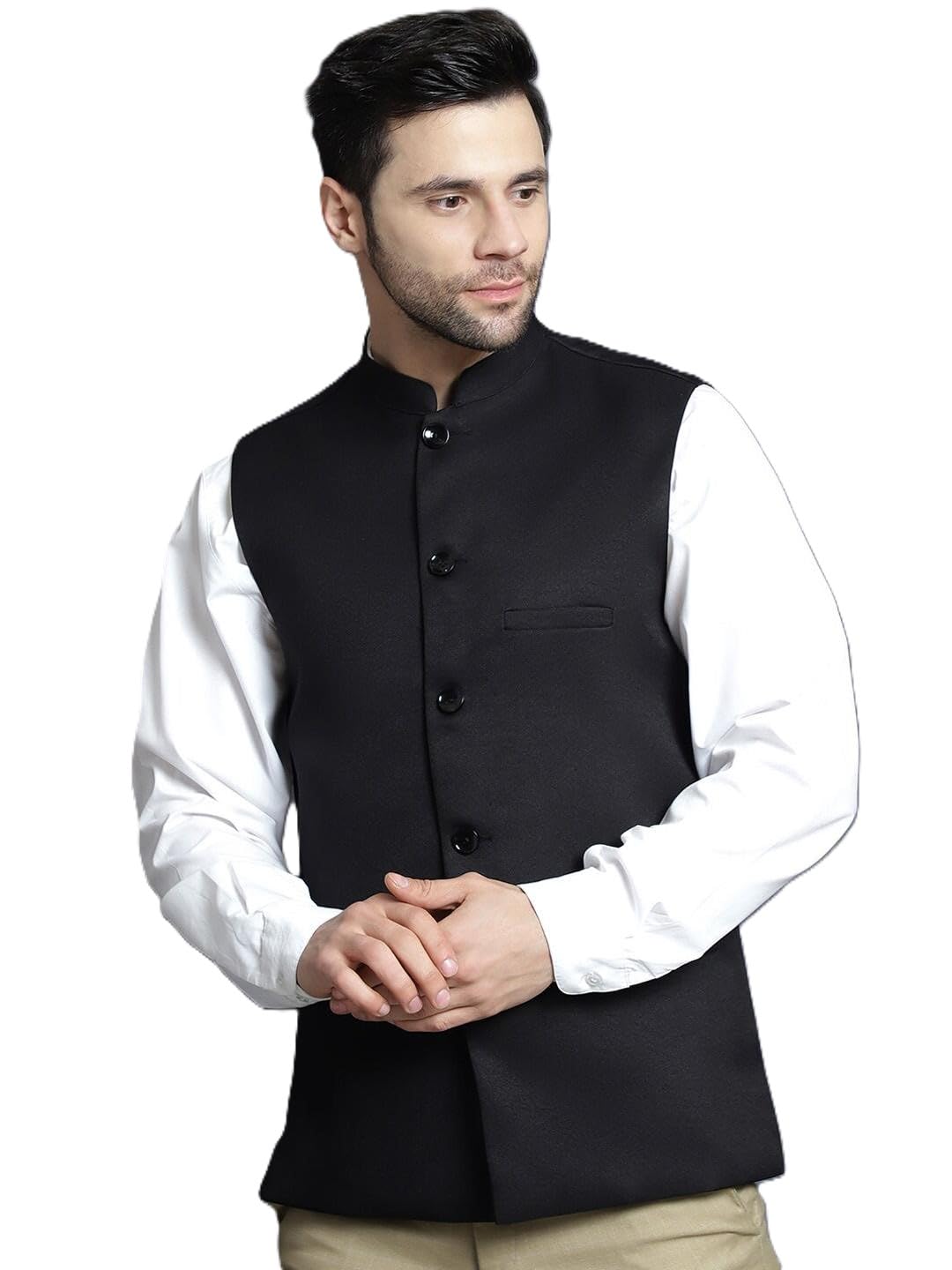 cf comfortfirst Men’s Solid Nehru Jacket (Modi Jacket) – Slim Fit Ethnic Waistcoat for Formal & Festivel Wear with Mandarin Collar-picture-13